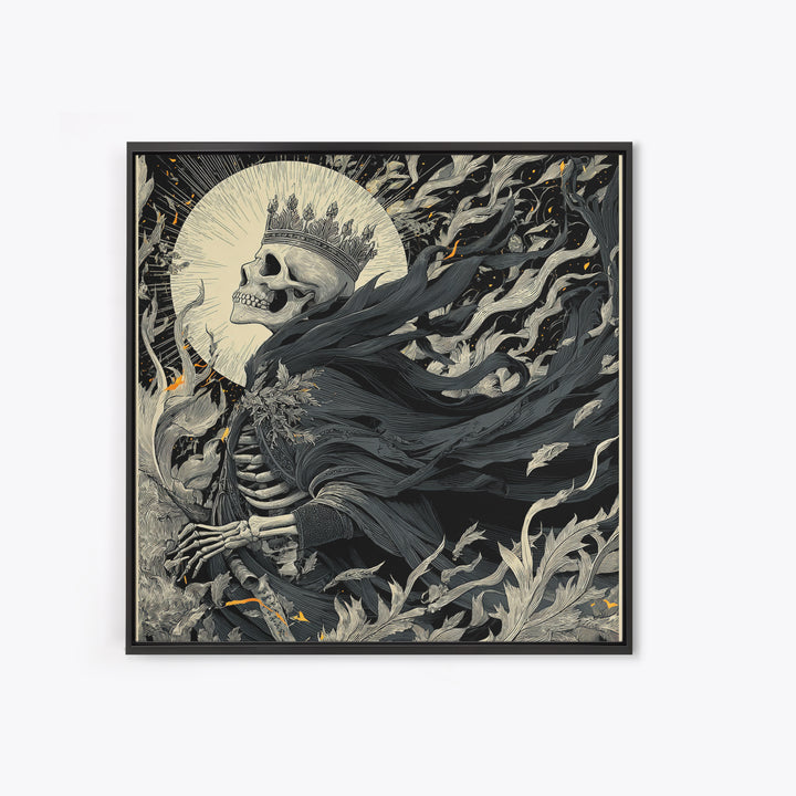 The Thorn-Crowned King, Macabre Folk Print Art, Square Wall Art, Gothic Horror Wall Art, Framed Canvas Print, Halloween Wall Art