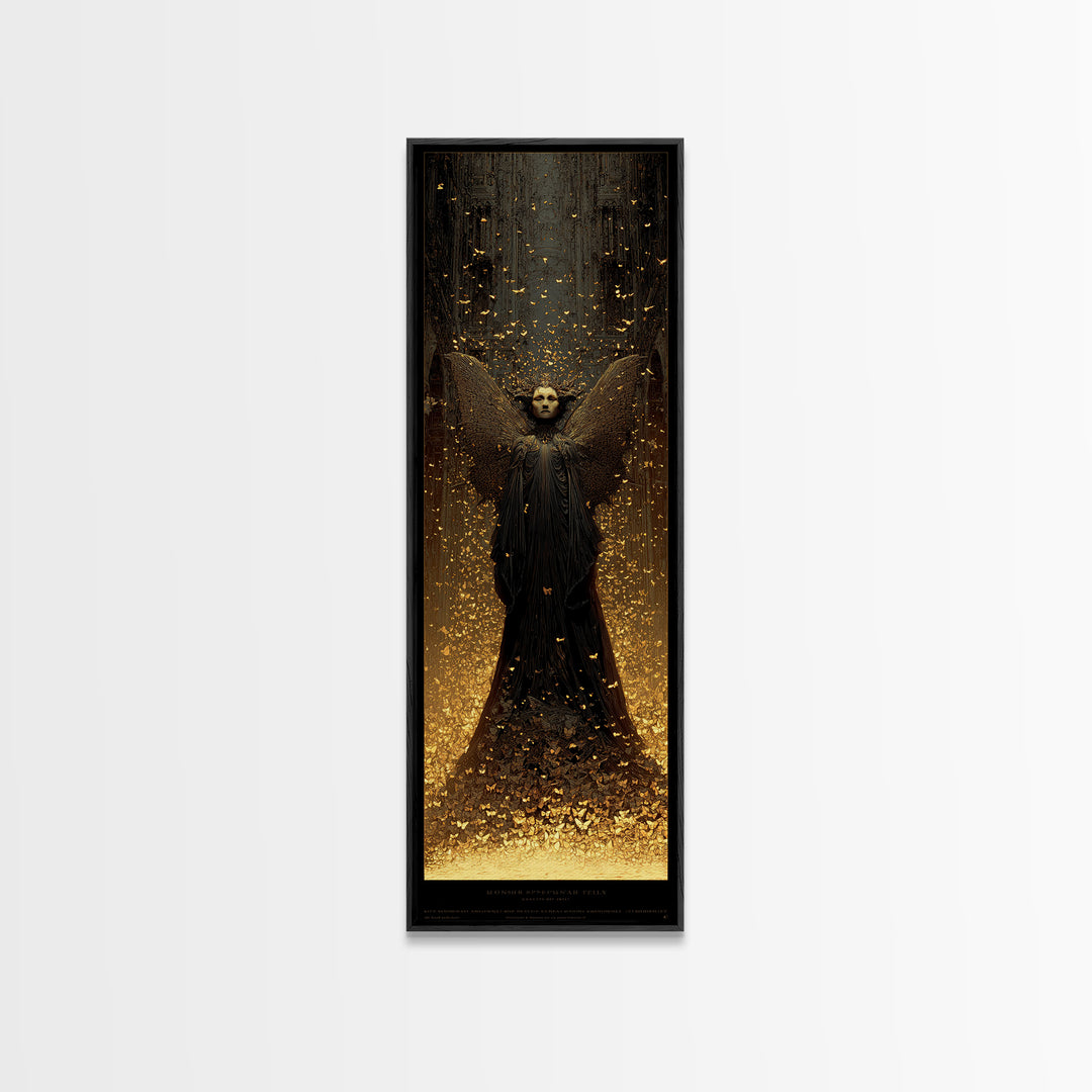 The Moth-Winged Empress, Surreal Apocalyptic Art, Tall Narrow Wall Art, Dark Fantasy Wall Art, Framed Canvas Print, Horror Wall Art
