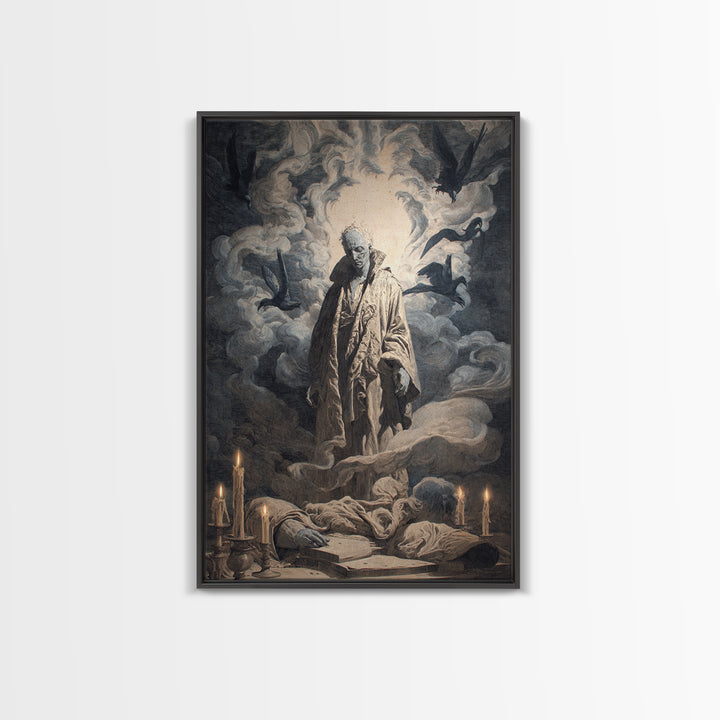 The Ash-Covered Oracle, Gothic Nightmare Art, Vertical Wall Art, Macabre Wall Art, Framed Canvas Print, Halloween Wall Art