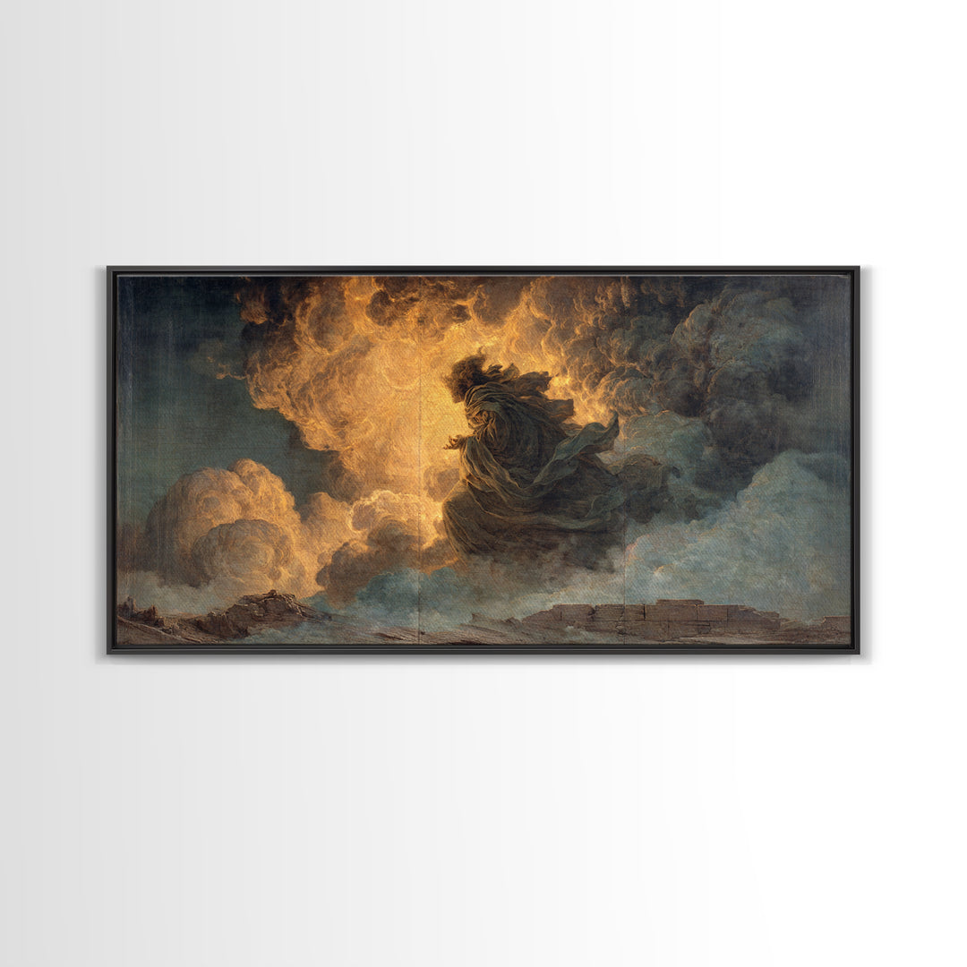 The Ash-Covered Oracle, Apocalyptic Romantic Art, Wide Panoramic Art, Gothic Horror Wall Art, Framed Canvas Print, Halloween Wall Art