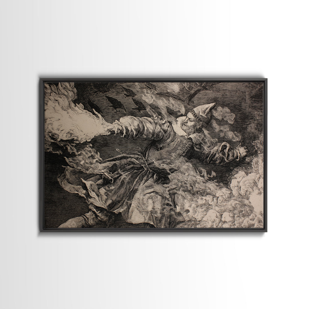The Ghost Bakery, Renaissance Engraving Art, Landscape Wall Art, Gothic Horror Wall Art, Framed Canvas Print, Halloween Wall Art