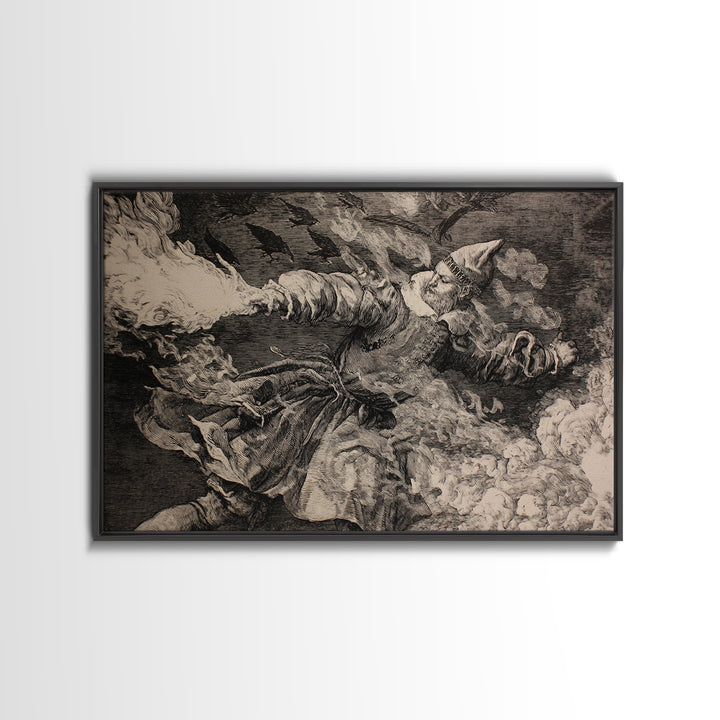 The Ghost Bakery, Renaissance Engraving Art, Landscape Wall Art, Gothic Horror Wall Art, Framed Canvas Print, Halloween Wall Art