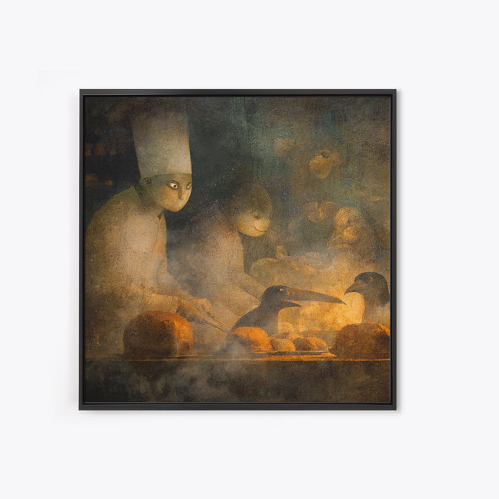 The Ghost Bakery, Symbolist Dream Art, Square Wall Art, Gothic Horror Wall Art, Canvas Print, Halloween Wall Art, Seasonal Home Decor