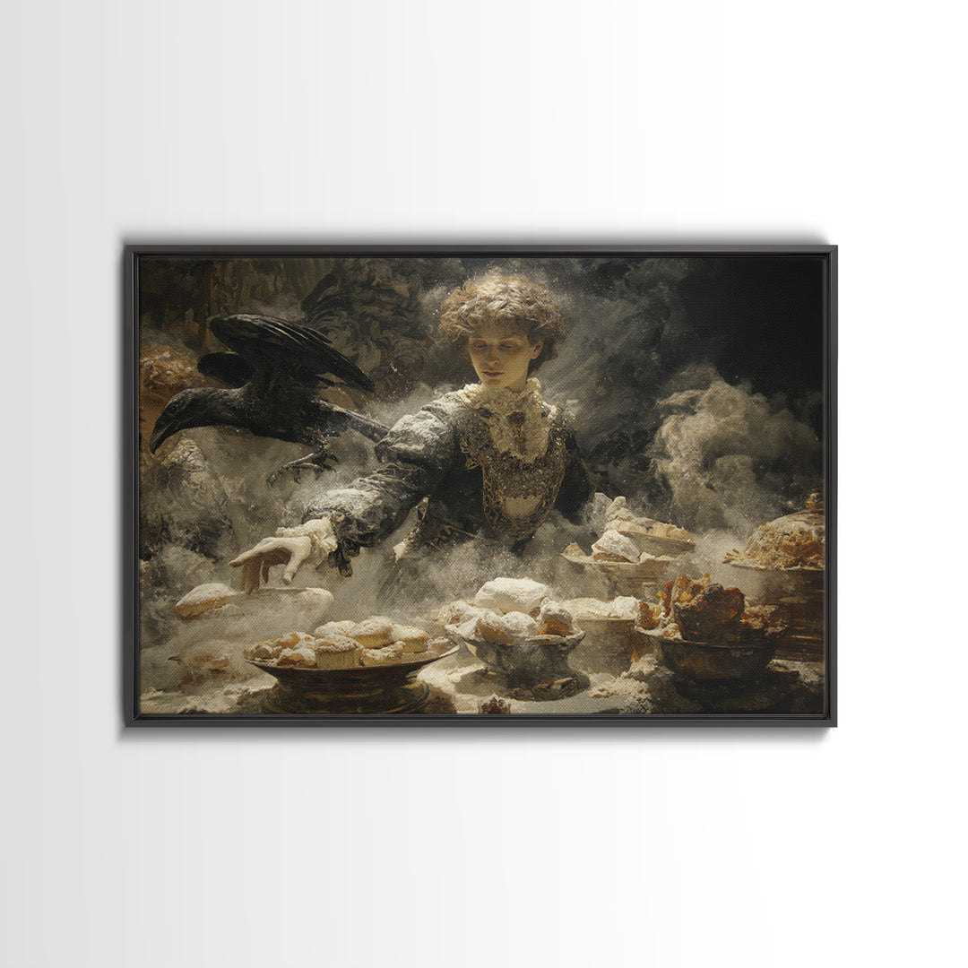 The Ghost Bakery, Ornate Symbolist Art, Landscape Wall Art, Gothic Horror Wall Art, Canvas Print, Halloween Wall Art