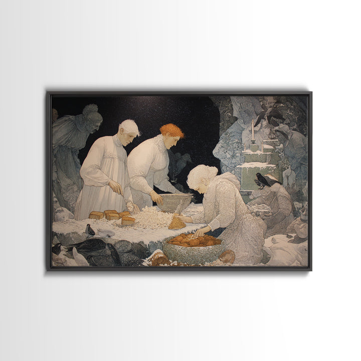The Ghost Bakery, Symbolist Death Art, Landscape Wall Art, Gothic Horror Wall Art, Canvas Print, Halloween Wall Art