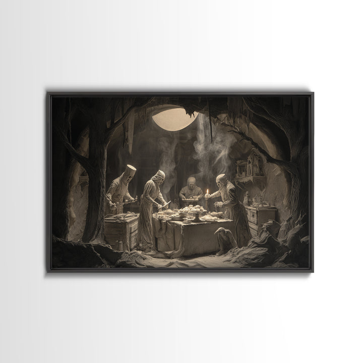 The Ghost Bakery, Expressionist Nightmare Art, Landscape Wall Art, Dark Halloween Decor, Canvas Print, Halloween Wall Art