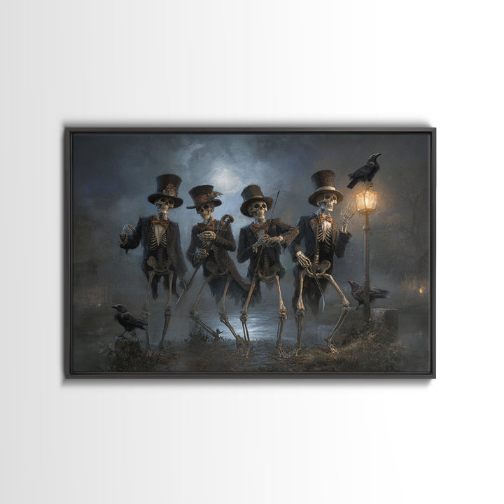The Skeleton Barbershop Quartet, Symbolist Gothic Landscape, Landscape Wall Art, Dark Fantasy Wall Art, Framed Canvas Print