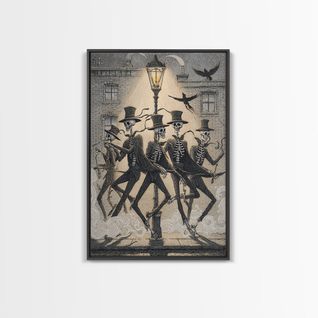 The Skeleton Barbershop Quartet, Victorian Macabre Art, Vertical Wall Art, Macabre Wall Art, Framed Canvas Print, Halloween Wall Art