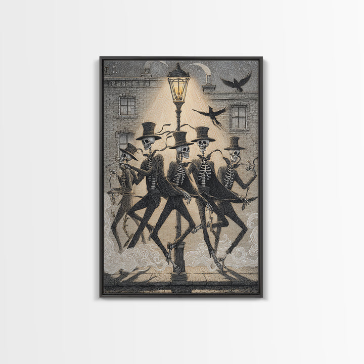 The Skeleton Barbershop Quartet, Victorian Macabre Art, Vertical Wall Art, Macabre Wall Art, Framed Canvas Print, Halloween Wall Art
