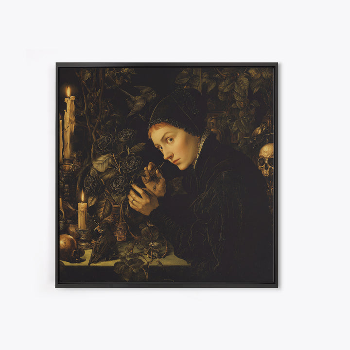 The Vampire Florist, Danse Macabre Art, Square Wall Art, Gothic Horror Wall Art, Framed Canvas Print, Halloween Wall Art