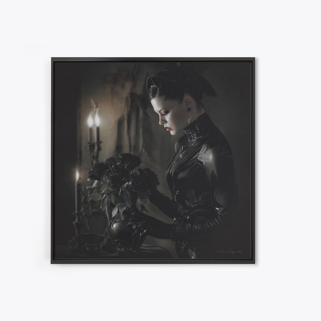 The Vampire Florist, Biomechanical Horror Art, Square Wall Art, Macabre Wall Art, Framed Canvas Print, Halloween Wall Art, Halloween Decor