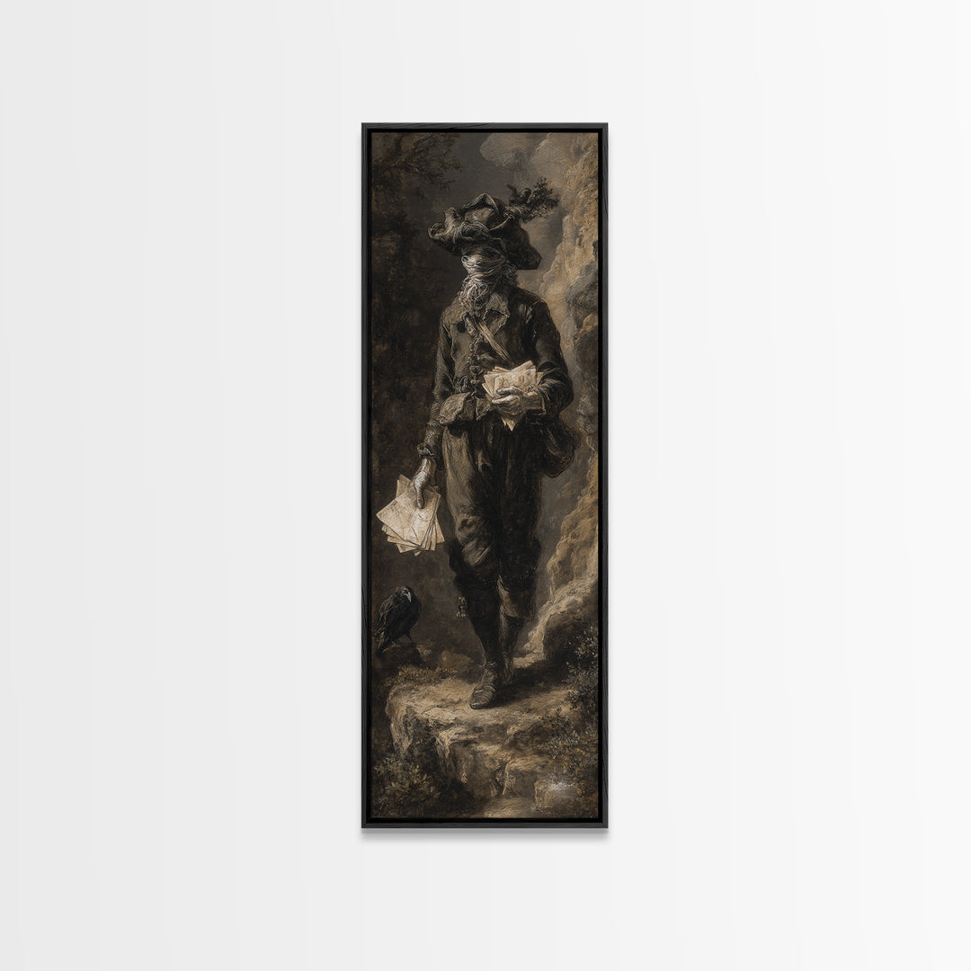 The Mummy Mail Carrier, Baroque Witchcraft Art, Tall Narrow Wall Art, Gothic Horror Wall Art, Canvas Print, Halloween Wall Art