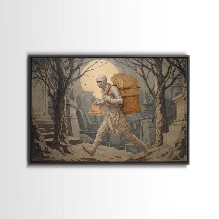 The Mummy Mail Carrier, Romantic Gothic Landscape, Landscape Wall Art, Dark Fantasy Wall Art, Canvas Print, Halloween Wall Art