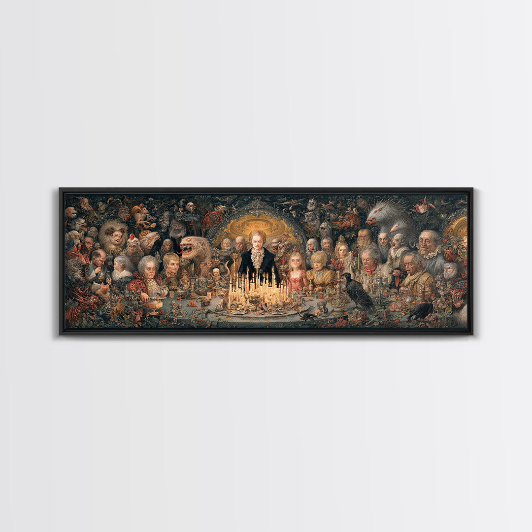 The Monster Family Portrait, Medieval Grotesque Art, Extra Wide Wall Art, Gothic Horror Wall Art, Canvas Print, Halloween Wall Art