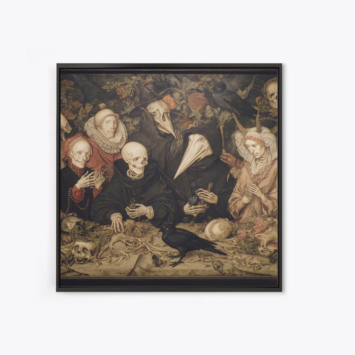 The Monster Family Portrait, Danse Macabre Art, Square Wall Art, Macabre Wall Art, Framed Canvas Print