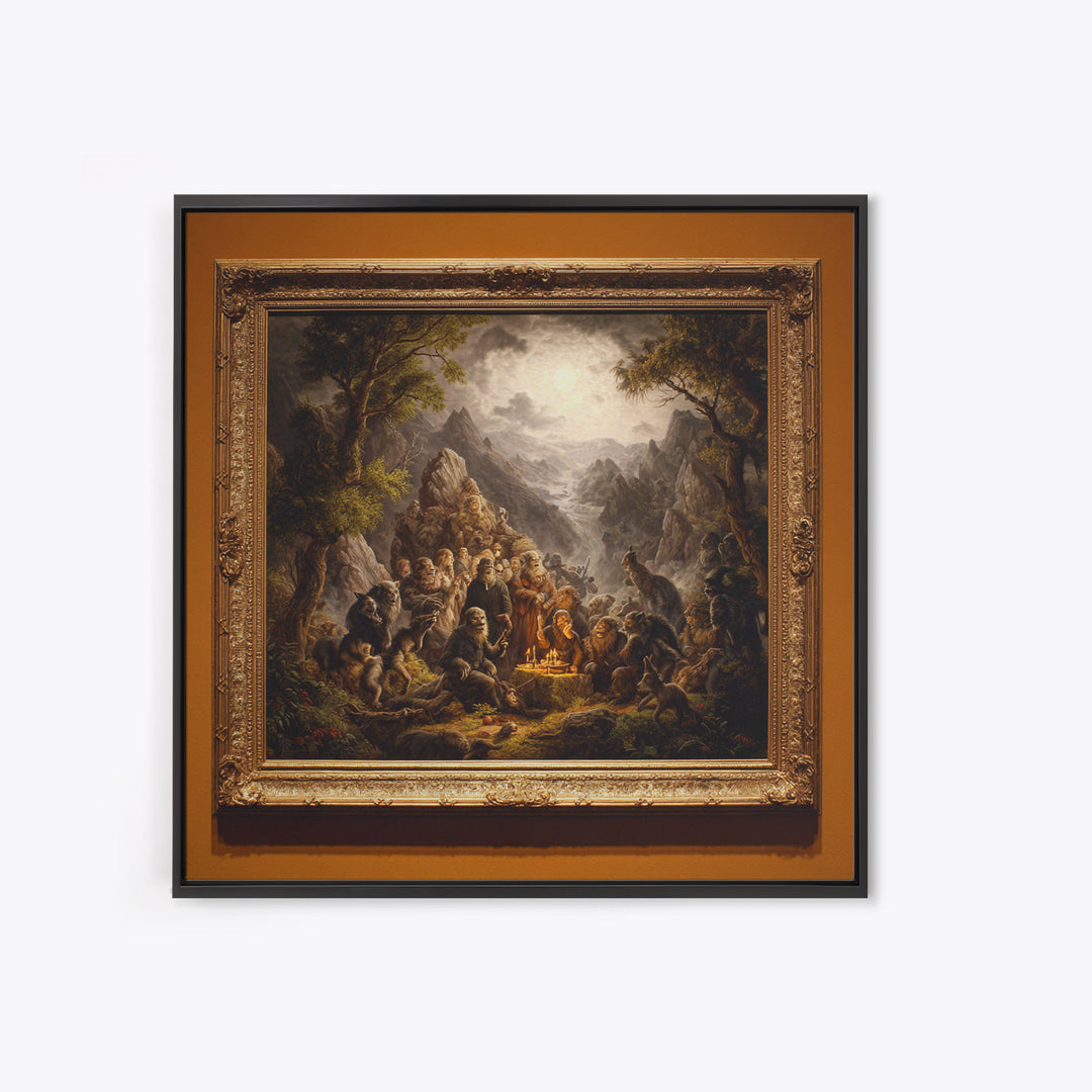 The Monster Family Portrait, Baroque Witchcraft Art, Square Wall Art, Gothic Horror Wall Art, Canvas Print, Halloween Wall Art