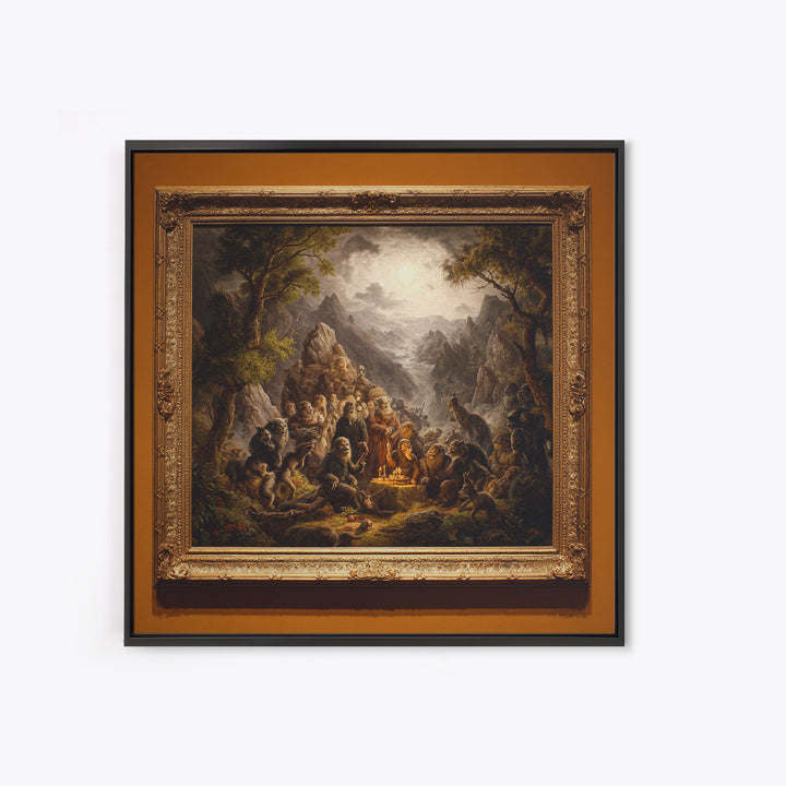 The Monster Family Portrait, Baroque Witchcraft Art, Square Wall Art, Gothic Horror Wall Art, Canvas Print, Halloween Wall Art