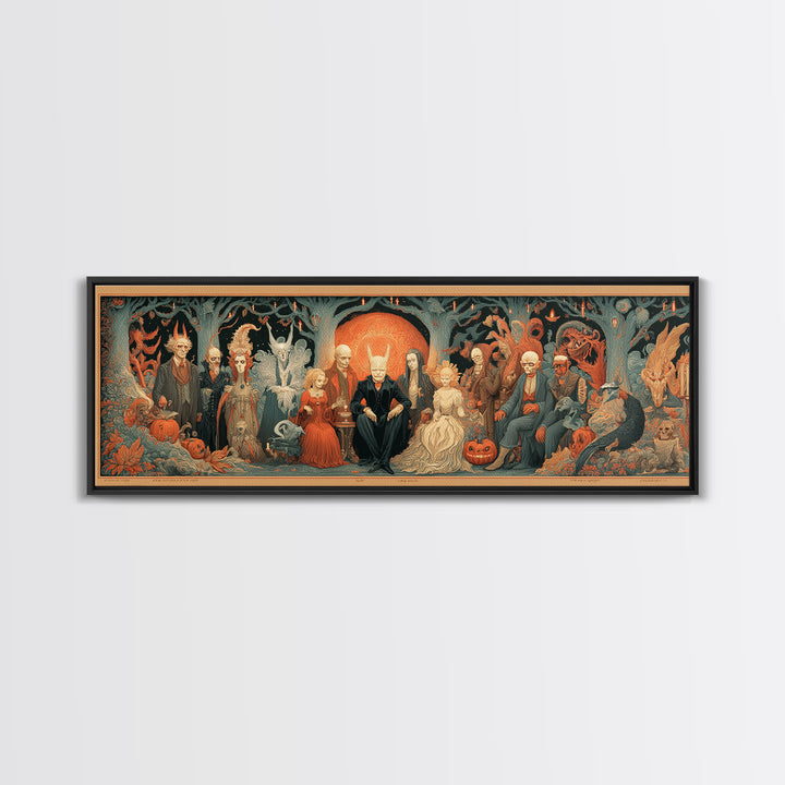 The Monster Family Portrait, Visionary Gothic Art, Extra Wide Wall Art, Dark Fantasy Wall Art, Canvas Print, Halloween Wall Art