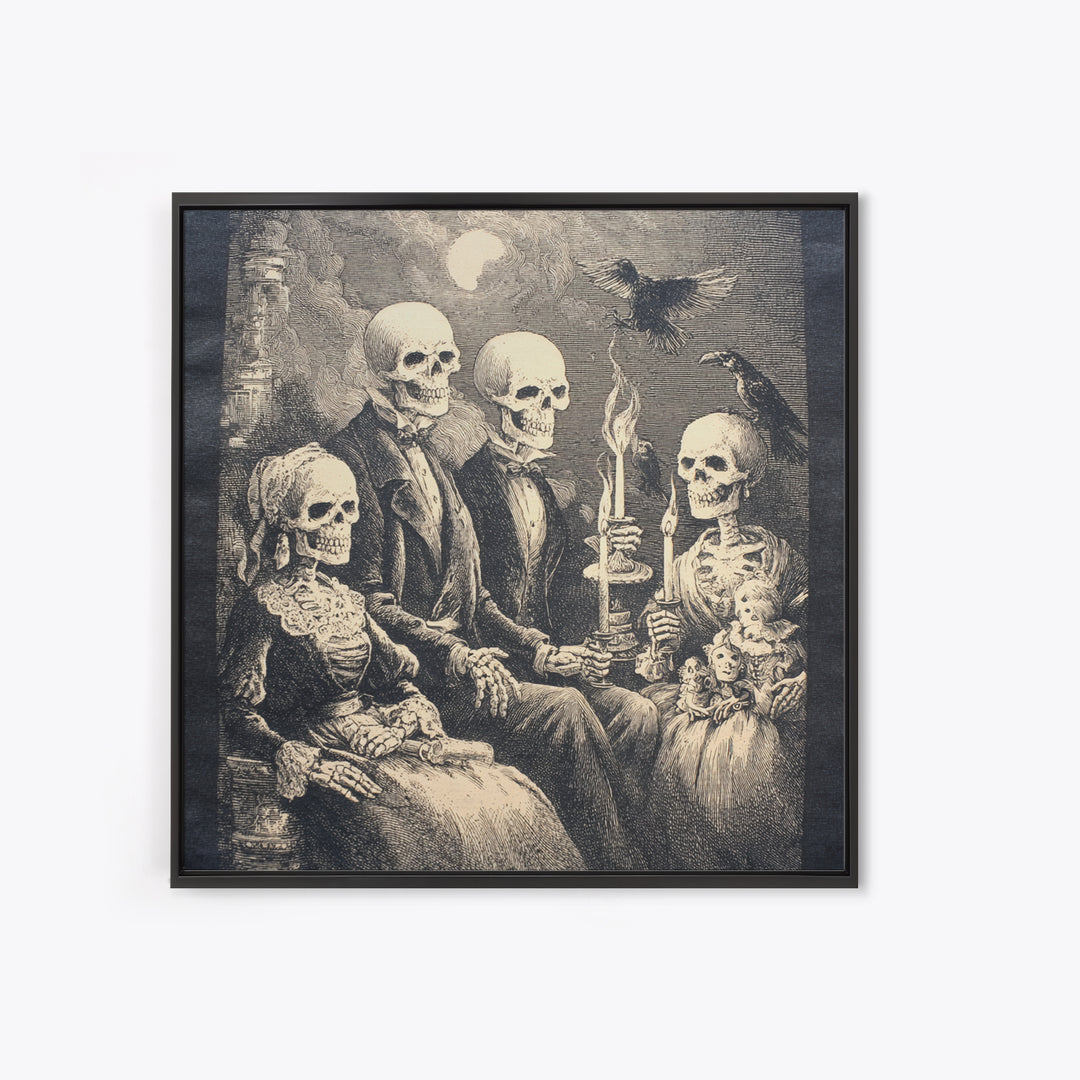 The Monster Family Portrait, Macabre Folk Print Art, Square Wall Art, Gothic Horror Wall Art, Canvas Print, Halloween Wall Art