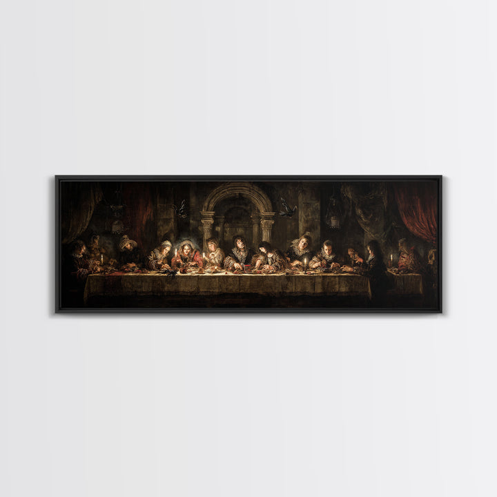 The Spider Sewing Circle, Dark Romantic Horror Art, Extra Wide Wall Art, Macabre Wall Art, Canvas Print, Halloween Wall Art