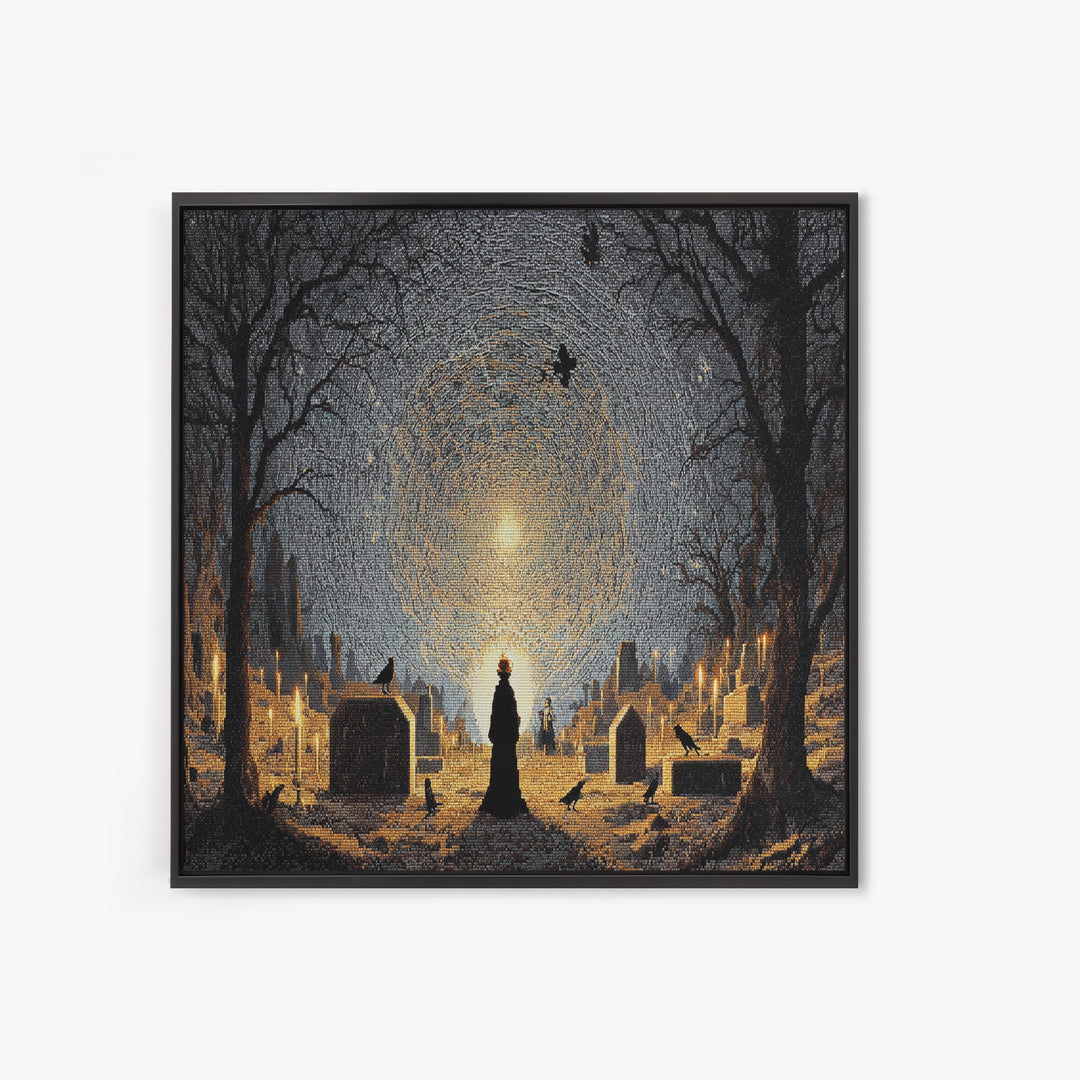 The Spider Sewing Circle, Romantic Gothic Landscape, Landscape Wall Art, Dark Halloween Decor, Canvas Print, Halloween Wall Art