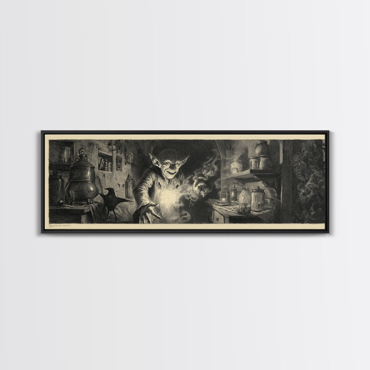 The Goblin Candy Shop, Symbolist Dream Art, Extra Wide Wall Art, Gothic Horror Wall Art, Framed Canvas Print, Halloween Wall Art