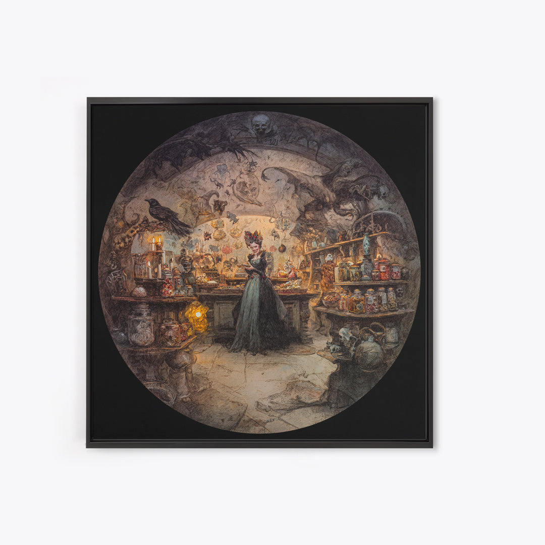 The Goblin Candy Shop, Decadent Gothic Art, Square Wall Art, Dark Fantasy Wall Art, Canvas Print, Halloween Wall Art