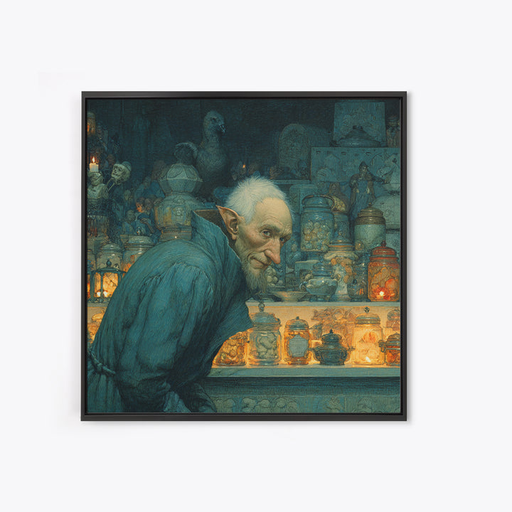 The Goblin Candy Shop, Symbolist Death Art, Square Wall Art, Macabre Wall Art, Canvas Print, Halloween Wall Art, Gothic Home Decor