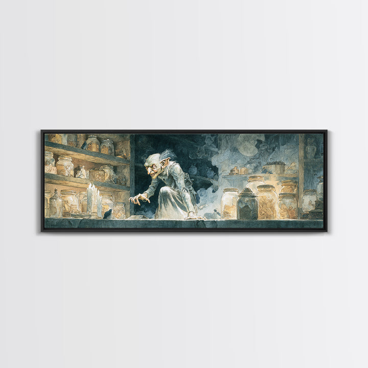 The Goblin Candy Shop, Symbolist Etching Art, Extra Wide Wall Art, Gothic Horror Wall Art, Canvas Print, Halloween Wall Art