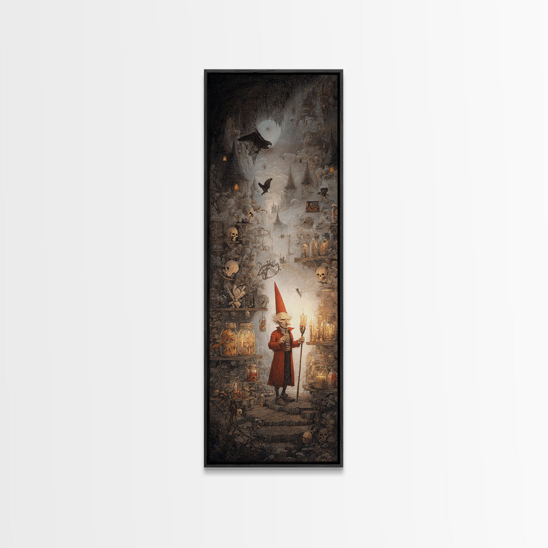 The Goblin Candy Shop, Surreal Apocalyptic Art, Tall Narrow Wall Art, Macabre Wall Art, Canvas Print, Halloween Wall Art