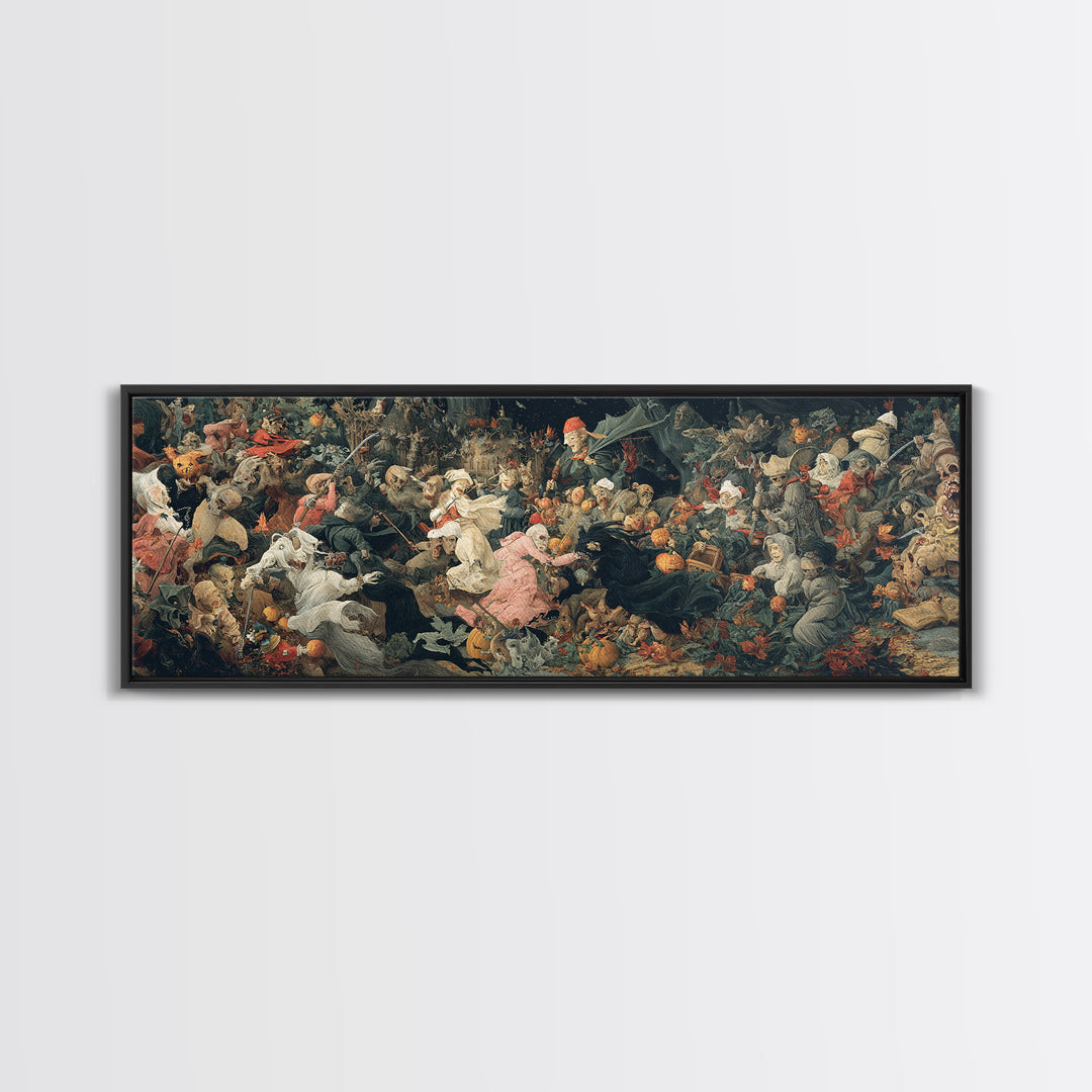 The Haunted Toy Parade, Medieval Grotesque Art, Extra Wide Wall Art, Dark Halloween Decor, Canvas Print, Halloween Wall Art