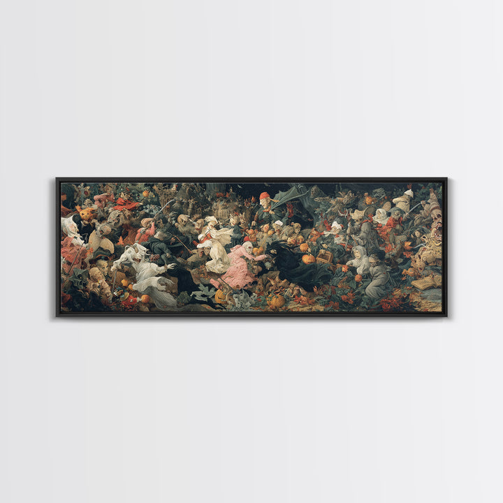 The Haunted Toy Parade, Medieval Grotesque Art, Extra Wide Wall Art, Dark Halloween Decor, Canvas Print, Halloween Wall Art