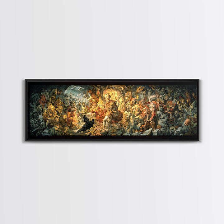 The Haunted Toy Parade, Dark Renaissance Art, Extra Wide Wall Art, Gothic Horror Wall Art, Canvas Print, Halloween Wall Art