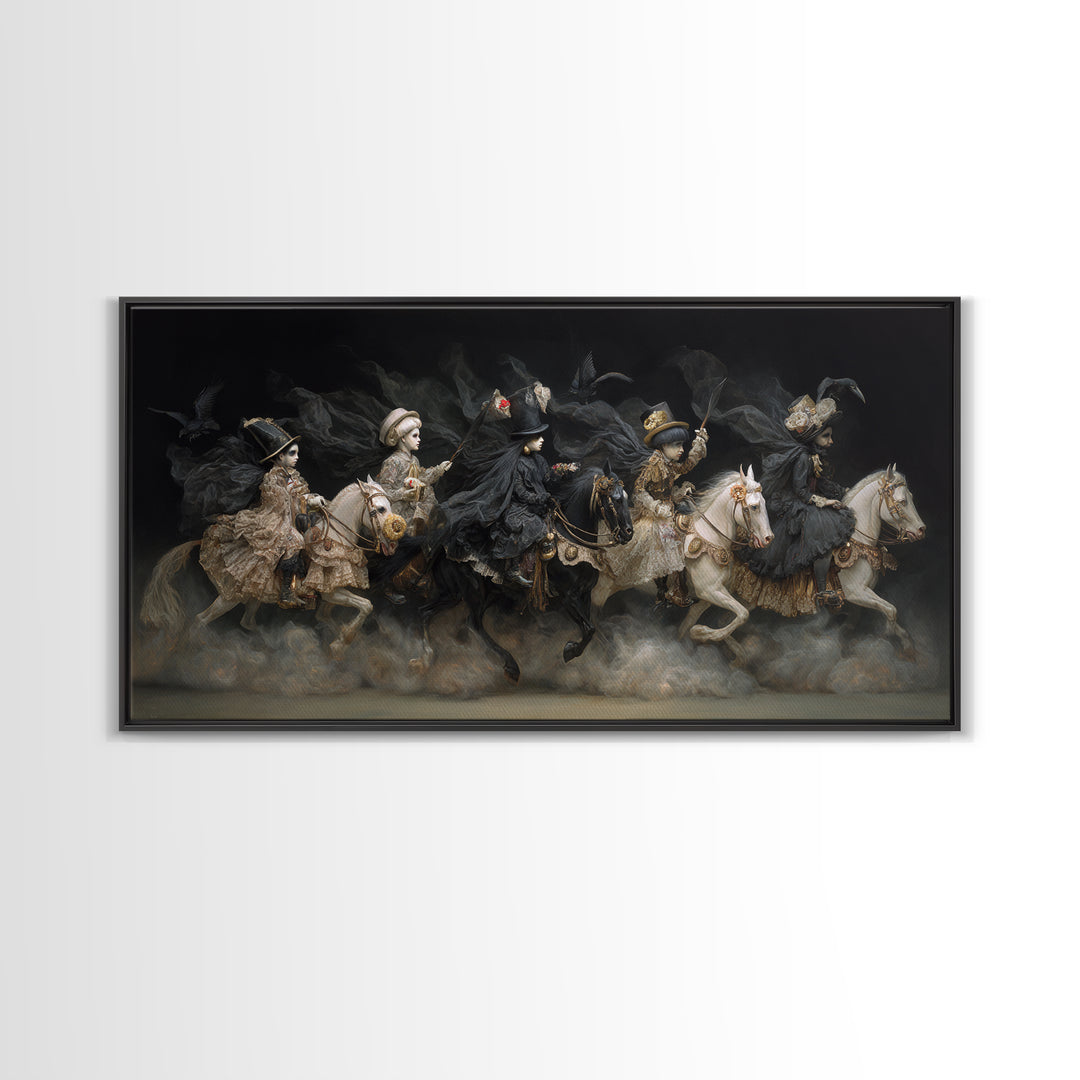 The Haunted Toy Parade, Dark Romantic Horror Art, Wide Panoramic Art, Gothic Horror Wall Art, Canvas Print, Halloween Wall Art