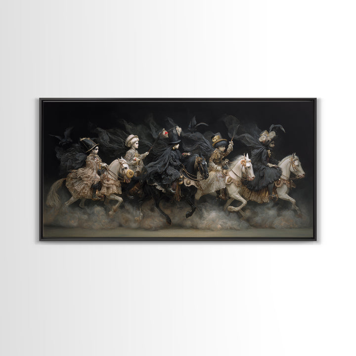 The Haunted Toy Parade, Dark Romantic Horror Art, Wide Panoramic Art, Gothic Horror Wall Art, Canvas Print, Halloween Wall Art