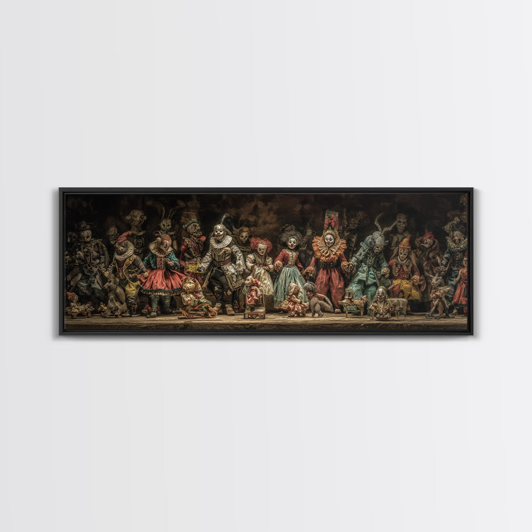 The Haunted Toy Parade, Gothic Nightmare Art, Extra Wide Wall Art, Gothic Horror Wall Art, Framed Canvas Print, Halloween Wall Art
