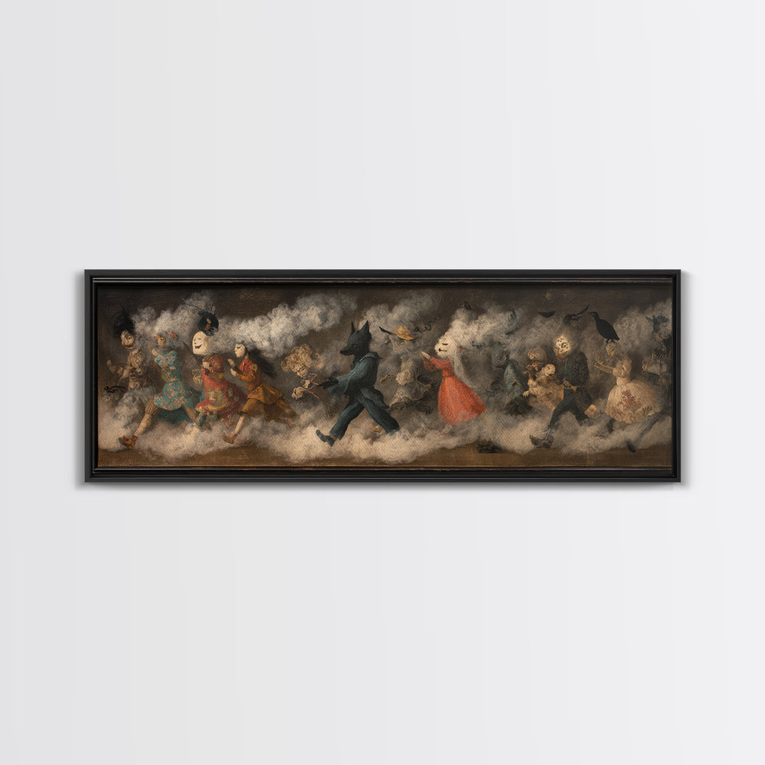 The Haunted Toy Parade, Symbolist Dream Art, Extra Wide Wall Art, Dark Fantasy Wall Art, Canvas Print, Halloween Wall Art