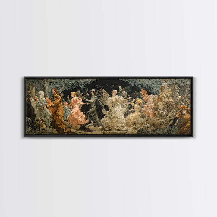 The Haunted Toy Parade, Symbolist Death Art, Extra Wide Wall Art, Macabre Wall Art, Framed Canvas Print, Halloween Wall Art