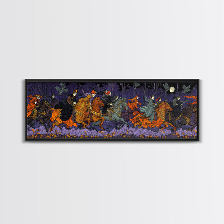 The Haunted Toy Parade, Stained Glass Gothic Art, Extra Wide Wall Art, Dark Fantasy Wall Art, Framed Canvas Print, Halloween Wall Art