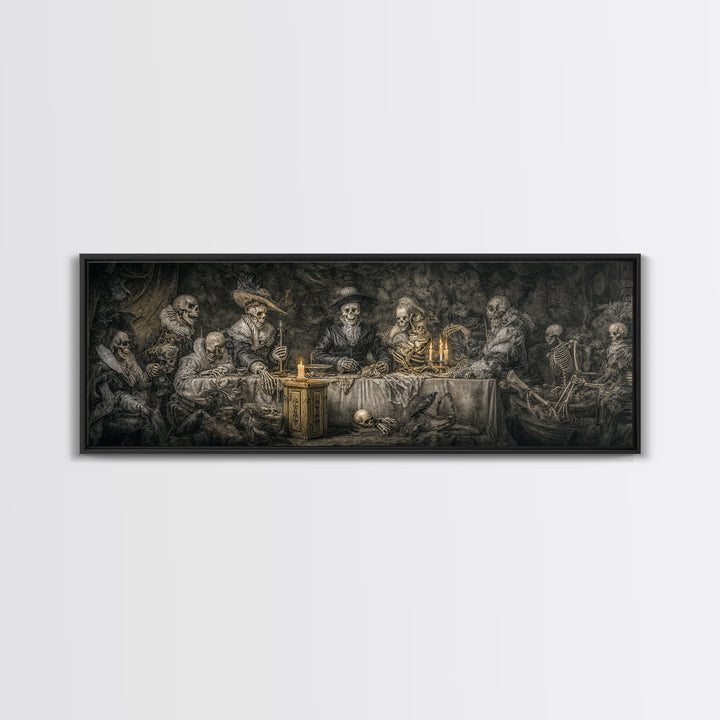 The Ghost Pirate Picnic, Danse Macabre Art, Extra Wide Wall Art, Dark Halloween Decor, Canvas Print, Halloween Wall Art