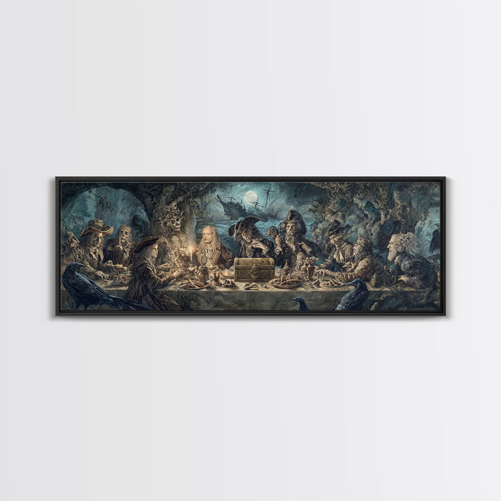 The Ghost Pirate Picnic, Symbolist Etching Art, Extra Wide Wall Art, Gothic Horror Wall Art, Canvas Print, Halloween Wall Art