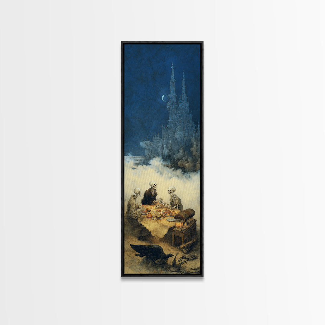 The Ghost Pirate Picnic, Surreal Apocalyptic Art, Tall Narrow Wall Art, Dark Fantasy Wall Art, Canvas Print, Halloween Wall Art