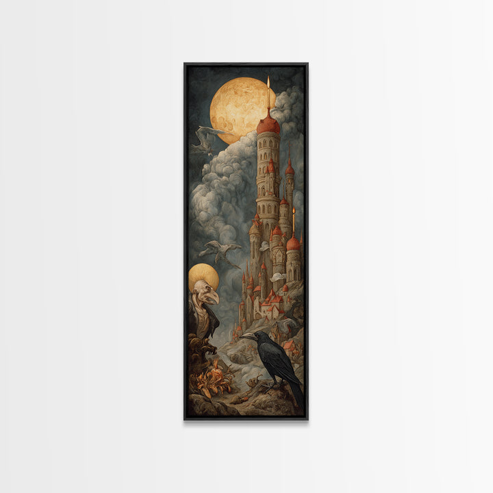 The Candy Corn Kingdom, Dark Renaissance Art, Tall Narrow Wall Art, Gothic Horror Wall Art, Framed Canvas Print