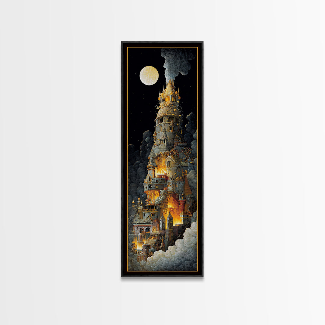 The Candy Corn Kingdom, Visionary Gothic Art, Tall Narrow Wall Art, Dark Halloween Decor, Framed Canvas Print, Halloween Wall Art