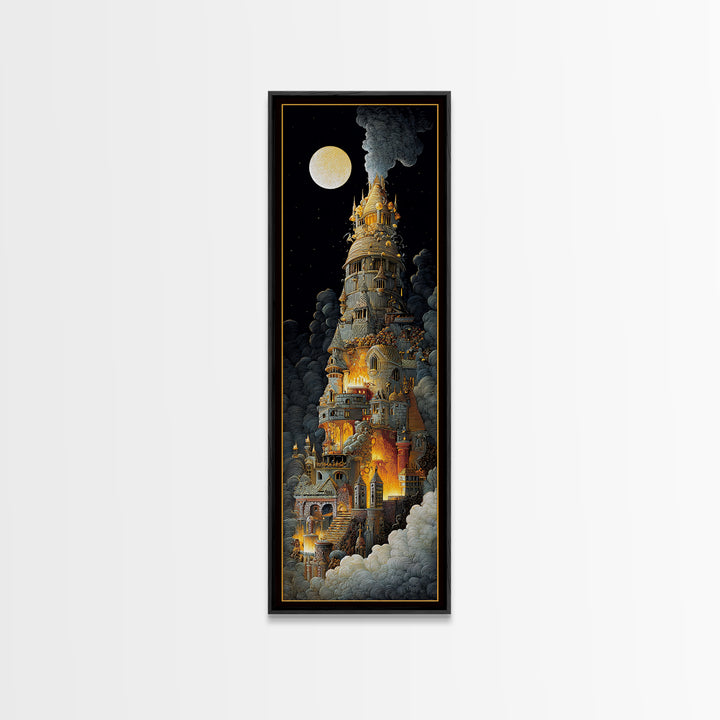 The Candy Corn Kingdom, Visionary Gothic Art, Tall Narrow Wall Art, Dark Halloween Decor, Framed Canvas Print, Halloween Wall Art