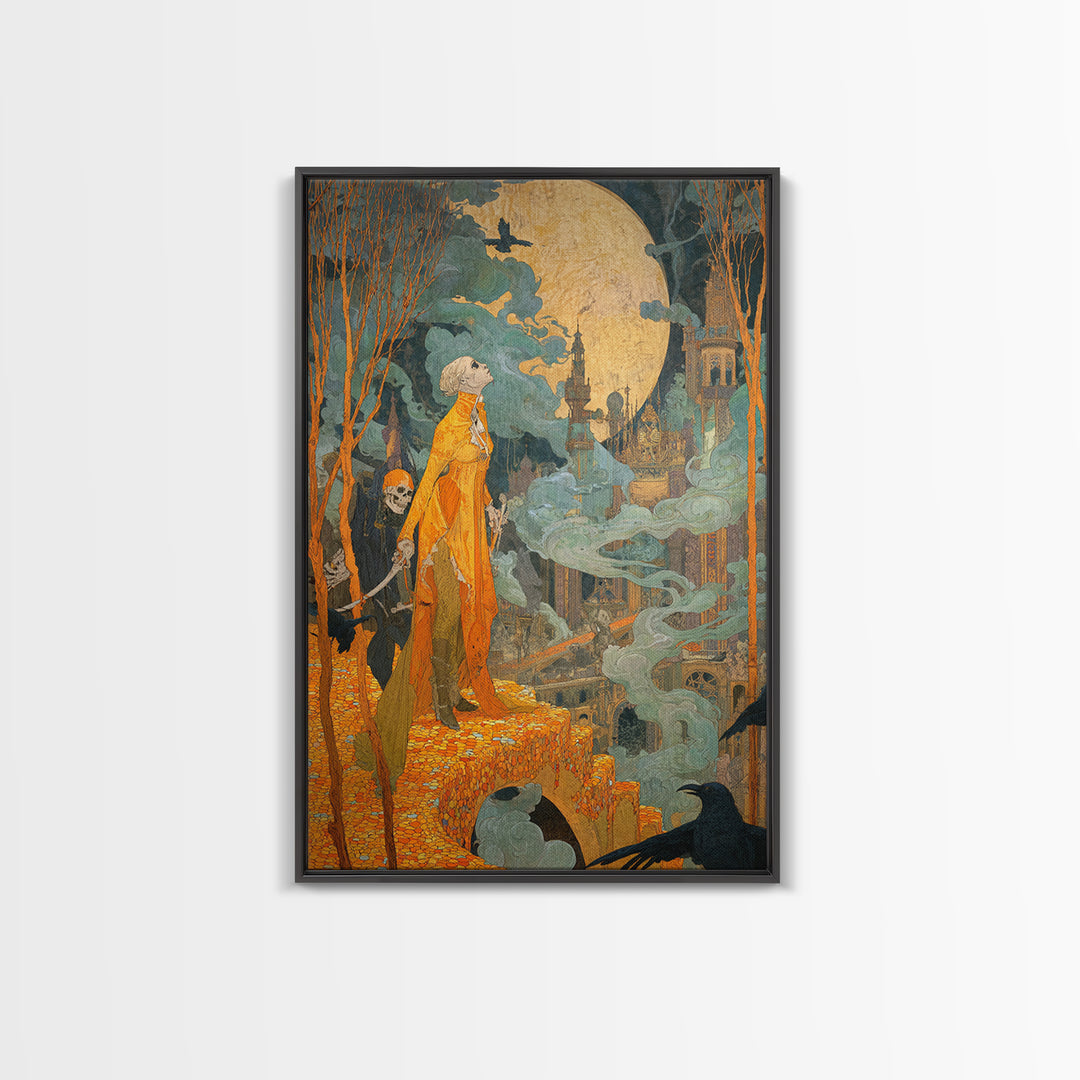 The Candy Corn Kingdom, Decadent Gothic Art, Vertical Wall Art, Dark Halloween Decor, Canvas Print, Halloween Wall Art
