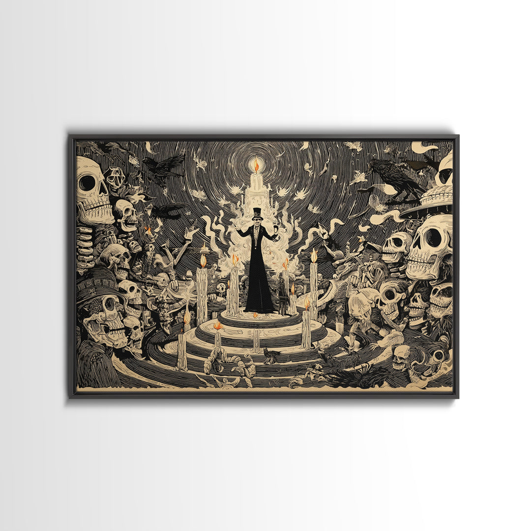 The Candy Corn Kingdom, Macabre Folk Print Art, Landscape Wall Art, Gothic Horror Wall Art, Canvas Print, Halloween Wall Art