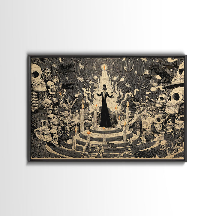 The Candy Corn Kingdom, Macabre Folk Print Art, Landscape Wall Art, Gothic Horror Wall Art, Canvas Print, Halloween Wall Art