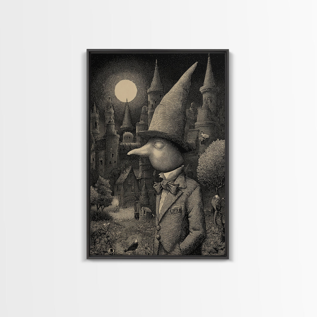 The Candy Corn Kingdom, Victorian Macabre Art, Vertical Wall Art, Dark Fantasy Wall Art, Framed Canvas Print, Halloween Wall Art