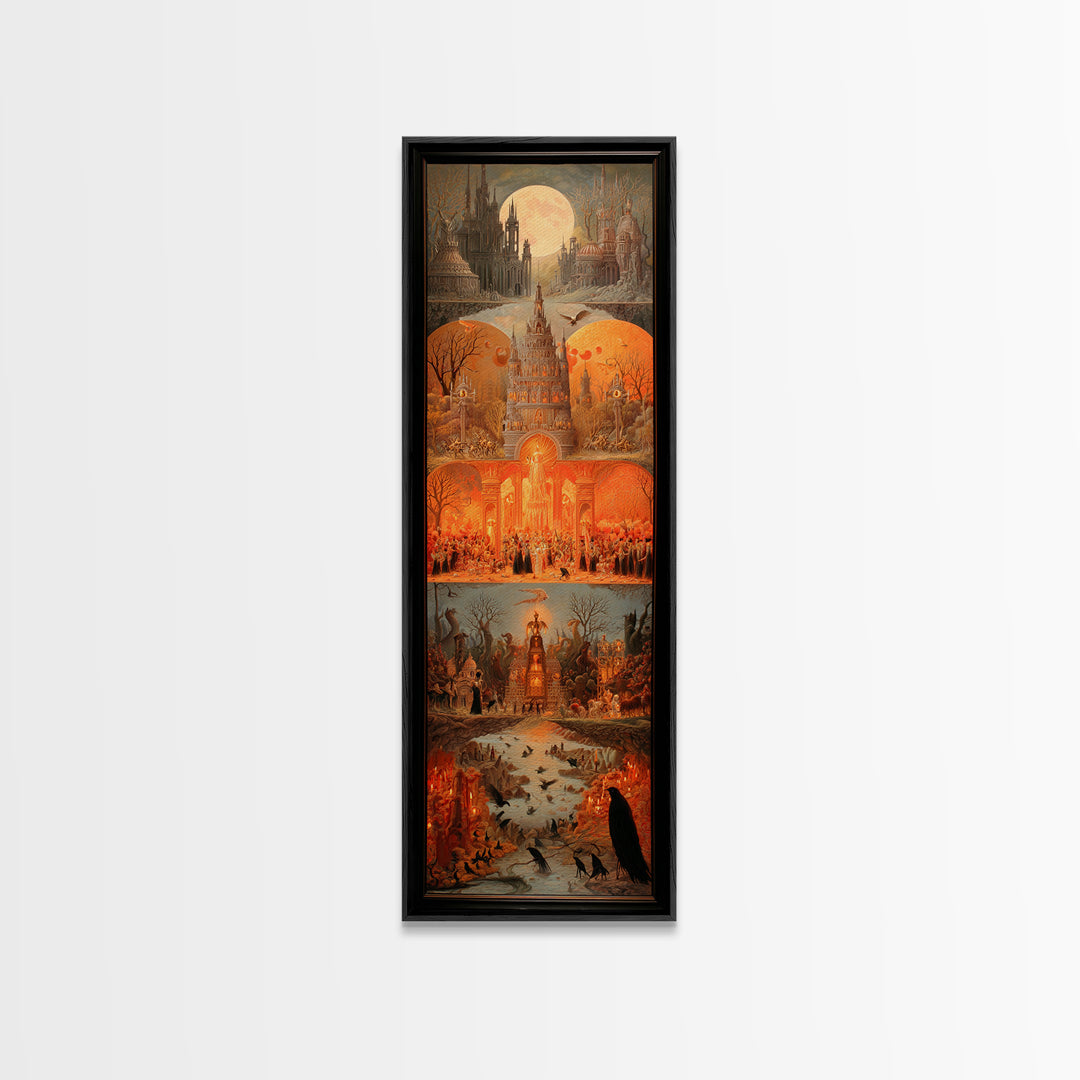 The Candy Corn Kingdom, Surreal Apocalyptic Art, Tall Narrow Wall Art, Dark Halloween Decor, Framed Canvas Print, Halloween Wall Art